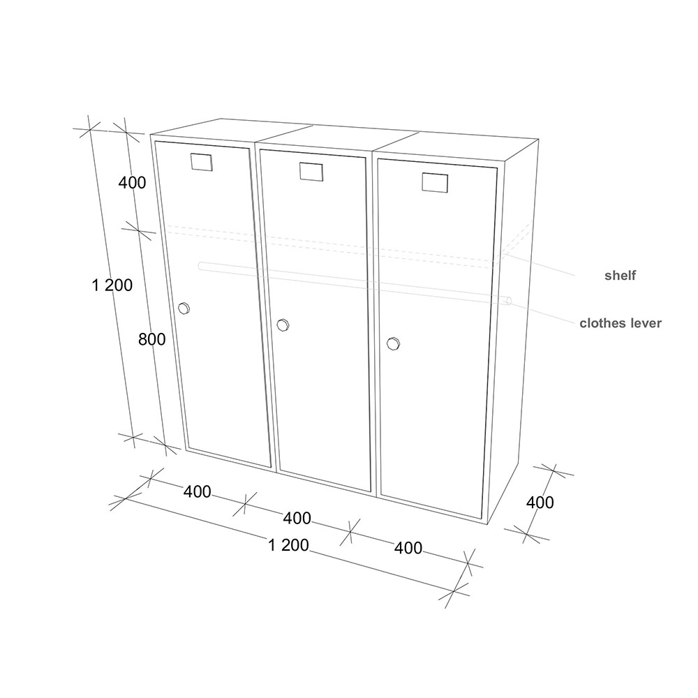 Троен метален гардероб RFG 120/40/120 см бял-жълт